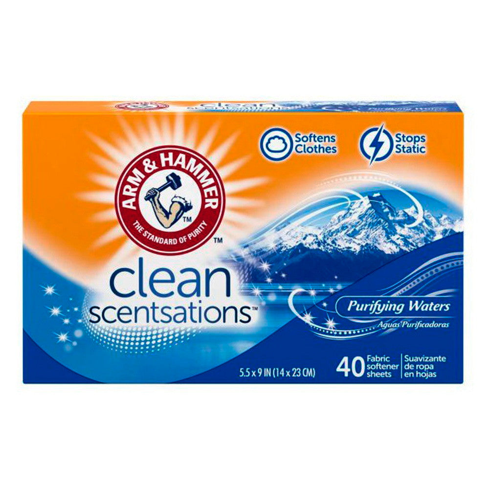 Arm & Hammer Fresh'n Soft Fabric Softening Sheets, Purifying Waters, 40 ct